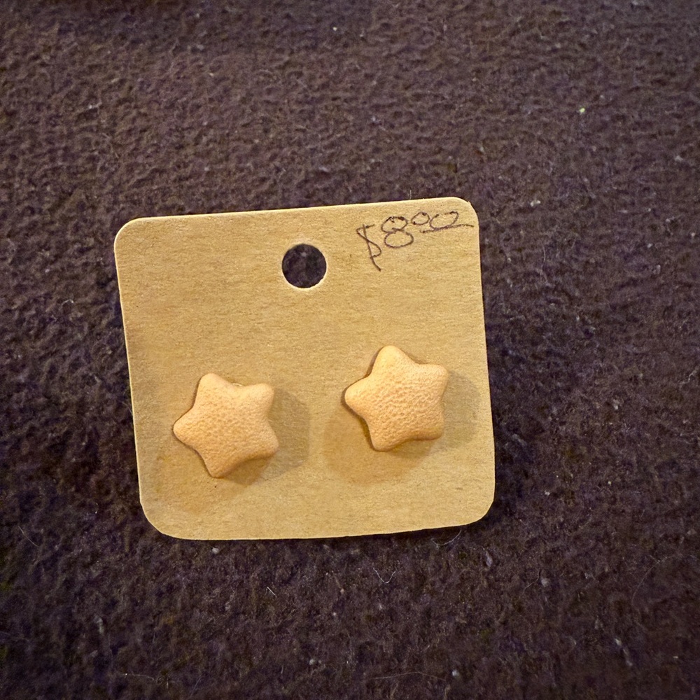 Star-Shaped Tan Earrings